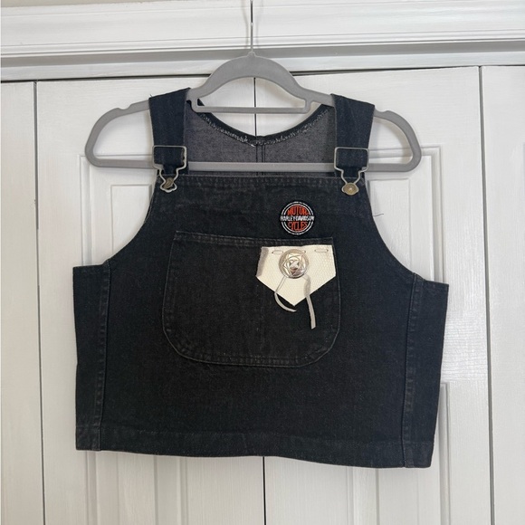 unknown Jackets & Blazers - Harley Davidson Patch Women’s Black Denim Cropped Vest Bikercore Biker Size L